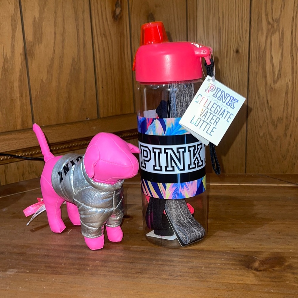 Victoria’s Secret PINK collegiate water bottle with extras! NEW!